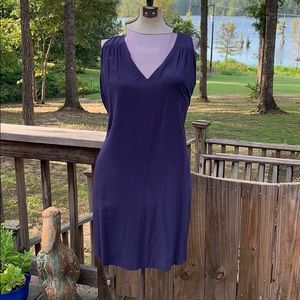 Dark blue knee length sheath dress